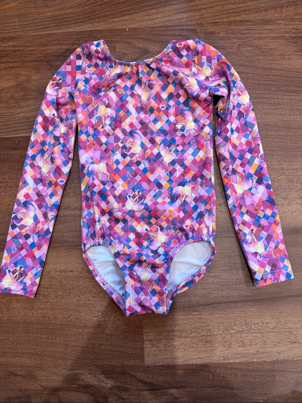 Girls Long-Sleeve Unicorn Dance Leotard - Pink Multi